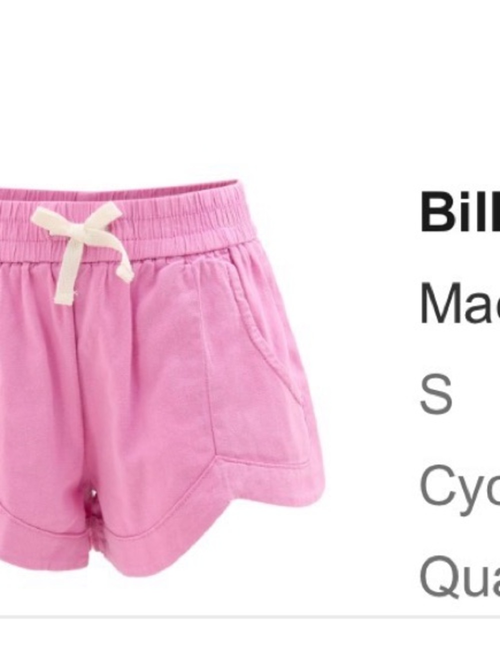 Billabong Pink Girls' Scalloped Hem Drawstring Shorts